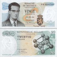 Бельгия 20 франков 1964г. №138