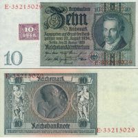 ГДР 10 марок 1948г. на 10 рейхсмарках 1929г. №4a