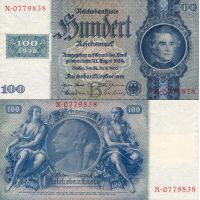 ГДР 100 марок 1948г. на 100 рейхсмарках 1935г. №7a