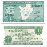 Бурунди 10 франков 1981-2007г. №33