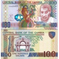 Гамбия 100 даласи 2010-18г. №29b-d (голограмма с головой человека)