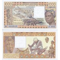 Западная Африка 1000 франков 1981-90г. №406D