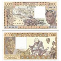 Западная Африка 1000 франков 1981-90г. №707K