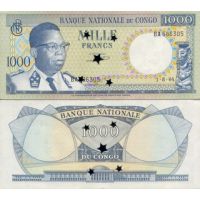 Конго 1000 франков 1961-64г. №8 (перфорация/гашеная)