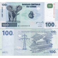 Конго 100 франков 2000г. №92A (типография Hotel des Monnaies)