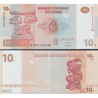 Конго 10 франков 2003г. №93 (типография Giesecke and Devrient)