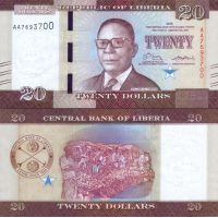 Либерия 20 долларов 2016-17г. №33