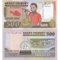 Мадагаскар 500 франков (100 ариари) 1988-93г. №71