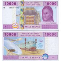 Центральная Африка 10.000 франкнов 2002г. (2002-17г.) №210U