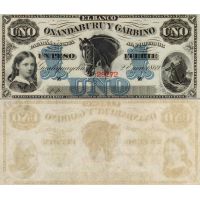 Аргентина (Banco Oxandaburu Y Garbino) 1 песо фуэрте 1869г. №S1791