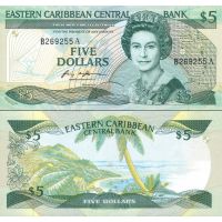 Восточные Карибы 5 долларов 1988-93г. №22a