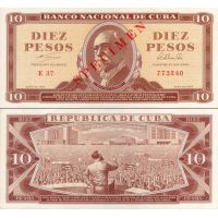 Куба 10 песо 1961-65г. №96 SPECIMEN