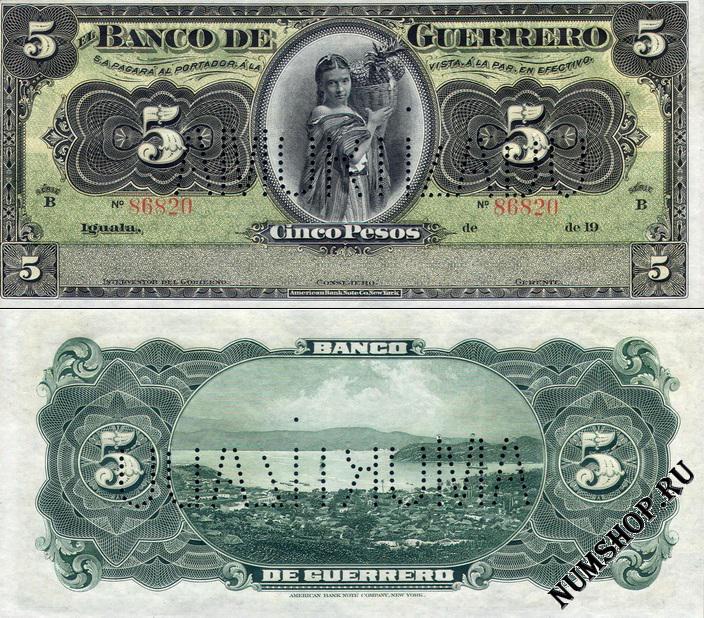  (Banco De Guerrero) 5  1906-14. S298