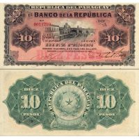 Парагвай 10 песо (1 песо золотом) 1907г. №157