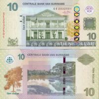 Суринам 10 долларов 2010г. №163a