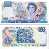 Новая Зеландия 10 долларов 1990г. /150-летие Договору Вайтанги/ №176
