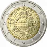 ФРГ 2 евро 2012г. /10-летие наличному обращению евро/