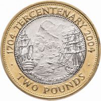 Гибралтар 2 фунта 2004г. /300-летие правления Великобритании/