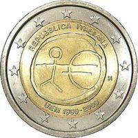 Италия 2 евро 2009г. /10-летие Экономическому и валютному союзу/