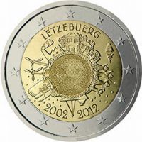 Люксембург 2 евро 2012г. /10-летие наличному обращению евро/