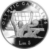 Мальта 5 лир 1996г. /XXVI летние Олимпийские игры 1996г. Атланта, США/