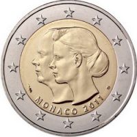 Монако 2 евро 2011г. /Свадьба князя Монако Альбера II и Шарлин Уиттсток/