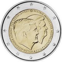 Нидерланды 2 евро 2014г. /Двойной портрет: Король Виллем-Александр и принцесса Беатрикс/