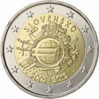 Словакия 2 евро 2012г. /10-летие наличному обращению евро/