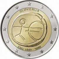 Словения 2 евро 2009г. /10-летие Экономическому и валютному Союзу/