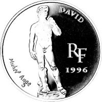 Франция 10 франков (1,5 евро) 1996г. Серия Сокровища музеев /Давид (Микеланджело)/