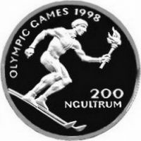 Бутан 200 нгултрум 1996г. /XVIII зимние Олимпийские игры 1998г. Нагано, Япония/