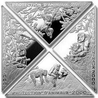 Конго 10 франков 2000г. /Защита животных/ (набор из 4-х монет)