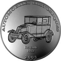 Конго 10 франков 2003г. Серия Исторические автомобили /Рено, 1922г./