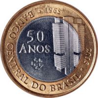 Бразилия 1 реал 2015г. /50-летие Центральному Банку Бразилии/